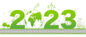 Banner New year 2023 Eco friendly, Sustainability planning concept and World environmental, Vector illustration