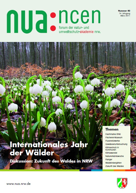 Titel der NUAncen-Ausgabe Nr. 40: Internationales Jahr des Waldes - Diskussion: Zukunft des Waldes in NRW