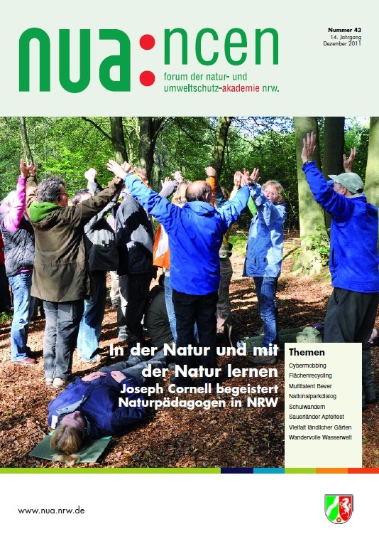 Titel der NUAncen-Ausgabe Nr. 43: In der Natur und mit der Natur lernen - Joseph Cornell begeistert Naturpädagogen in NRW